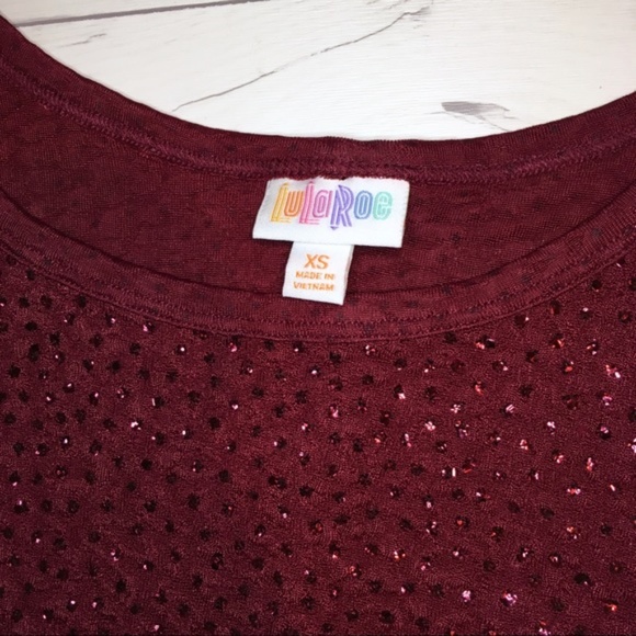 LuLaRoe Elegant Carly, red with sequins, size XS - Picture 5 of 7